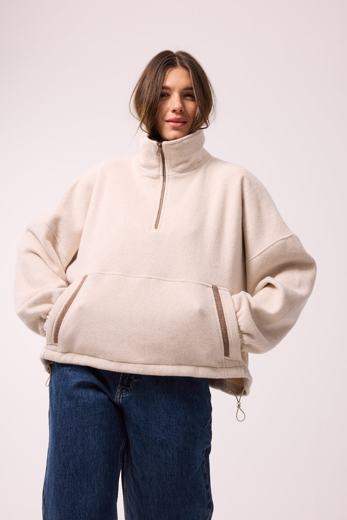 SWEATSHIRT AUS 100% BAUMWOLLE – BEIGE MELANGE