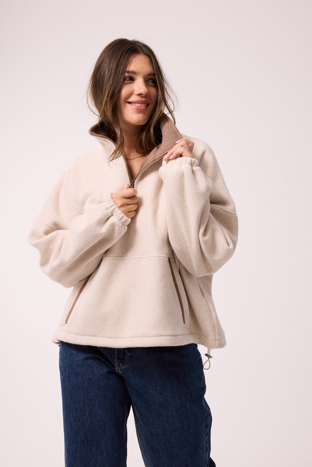 SWEATSHIRT AUS 100% BAUMWOLLE – BEIGE MELANGE
