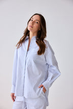 MAVI BLUSE HELLBLAU GESTREIFT