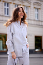 MAVI BLUSE HELLBLAU GESTREIFT