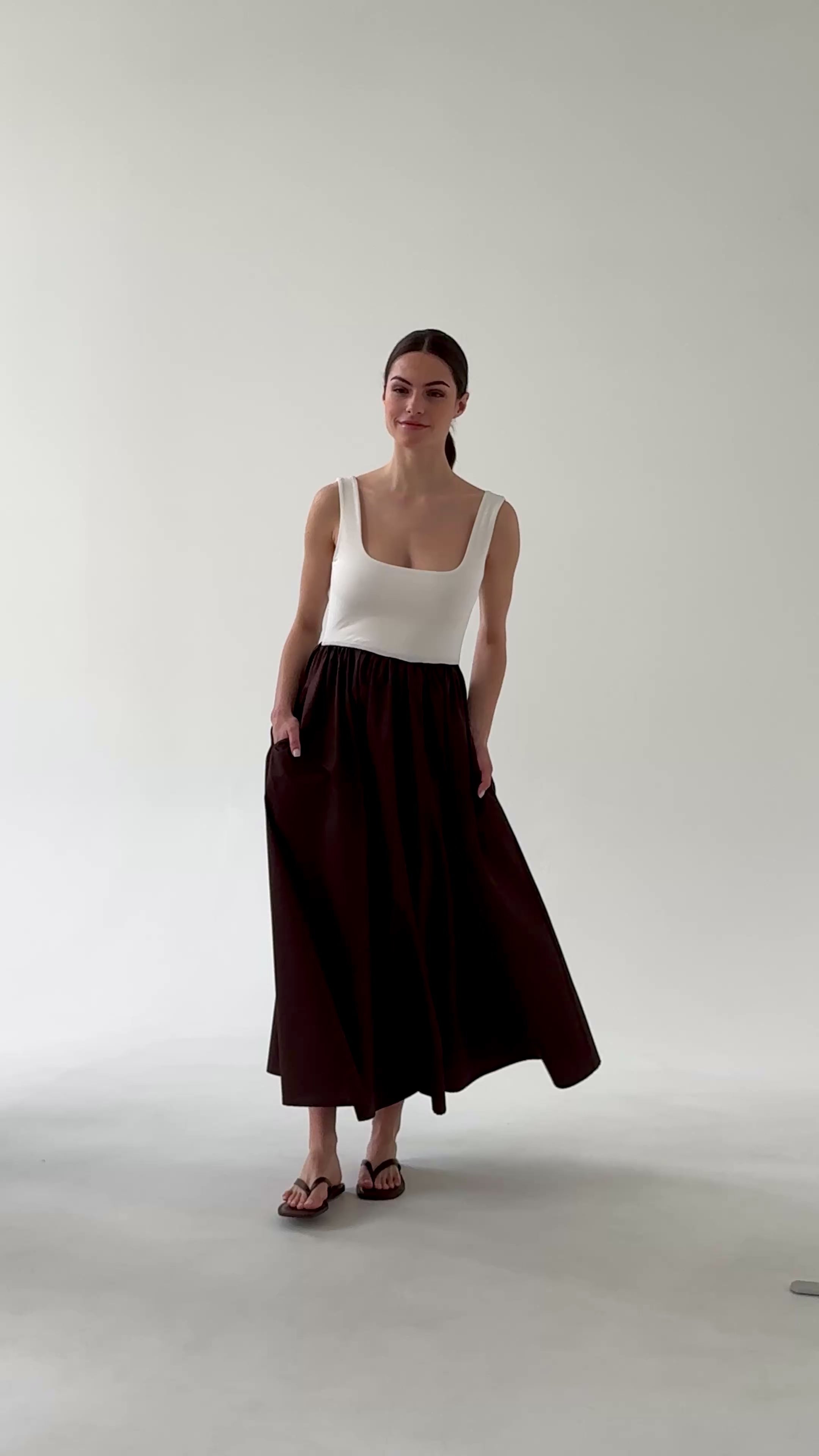ATRANI KLEID OFF WHITE / BRAUN