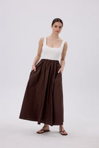 ATRANI KLEID OFF WHITE / BRAUN