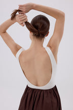 ATRANI KLEID OFF WHITE / BRAUN