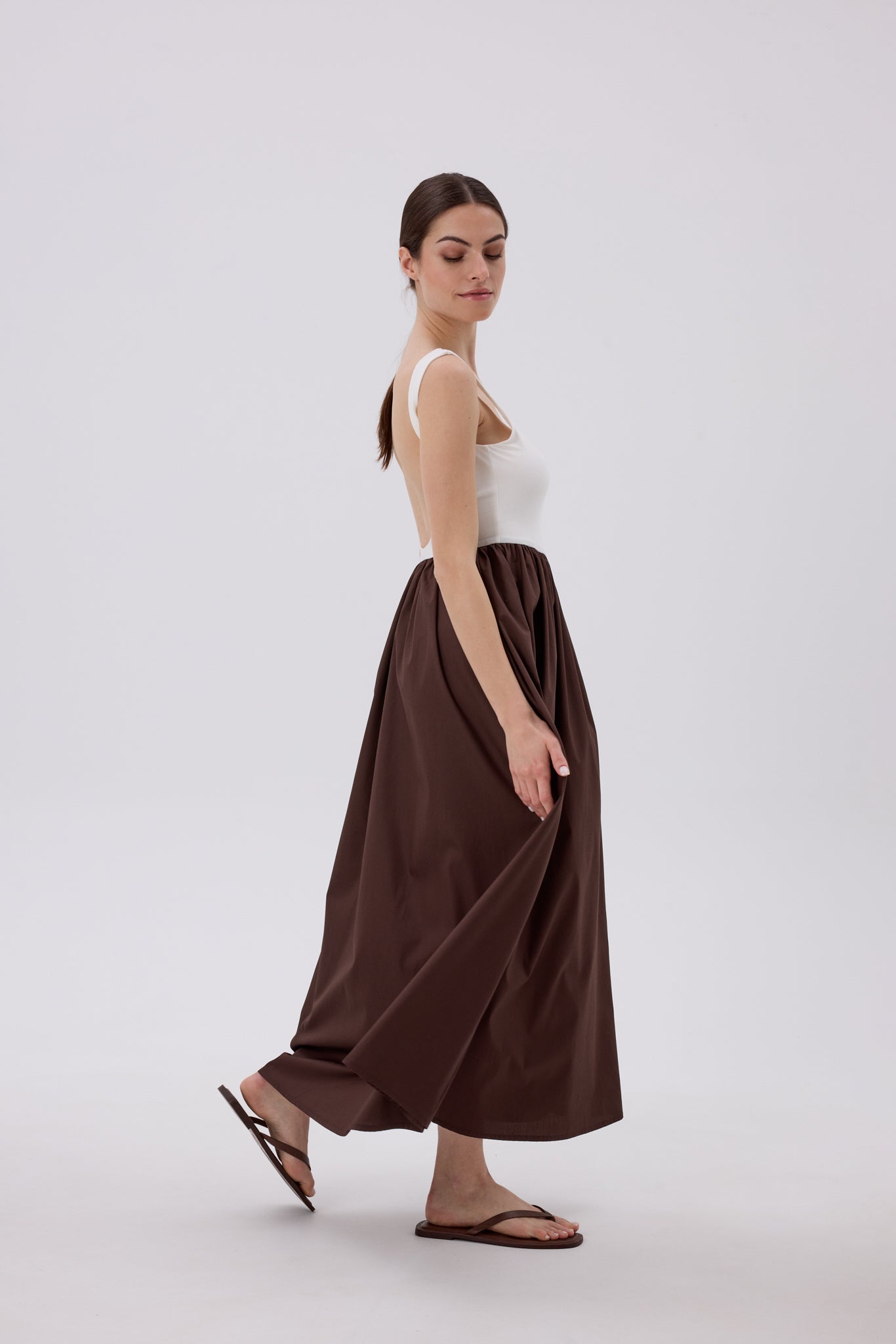 ATRANI KLEID OFF WHITE / BRAUN
