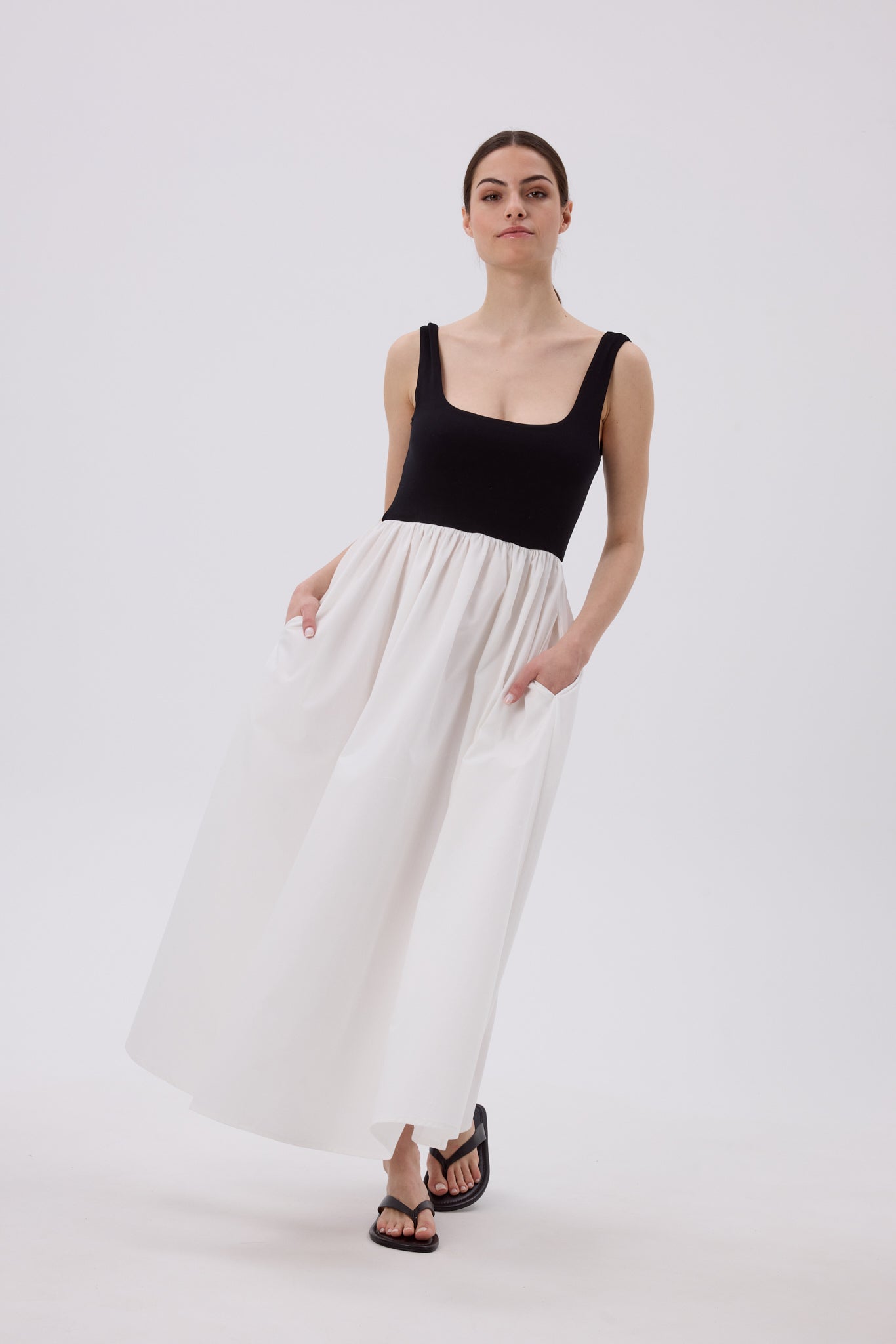 ATRANI KLEID SCHWARZ / OFF WHITE