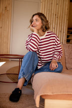 LONGSLEEVE MARA BURGUNDY-STRIPES