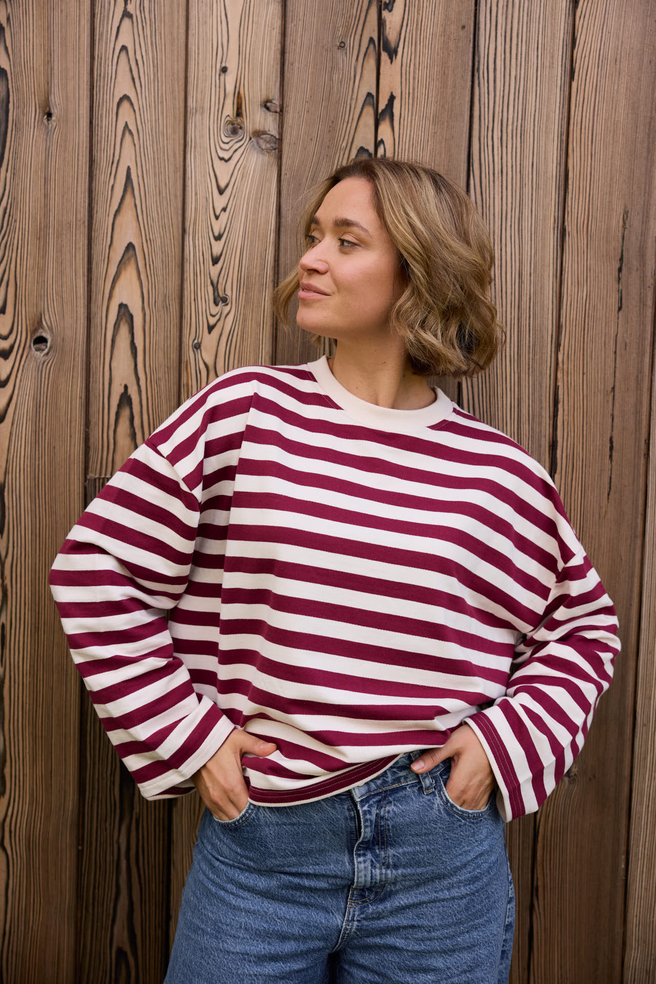 LONGSLEEVE MARA BURGUNDY-STRIPES